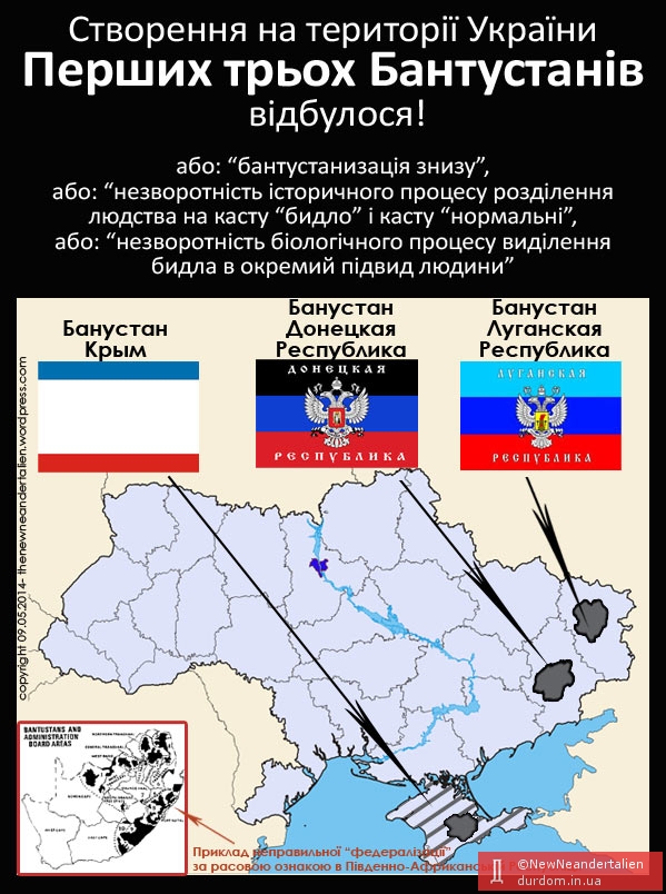 Бидло створило для себе перші три БАНТУСТАНИ - Донецька й Луганська республіки та Крим