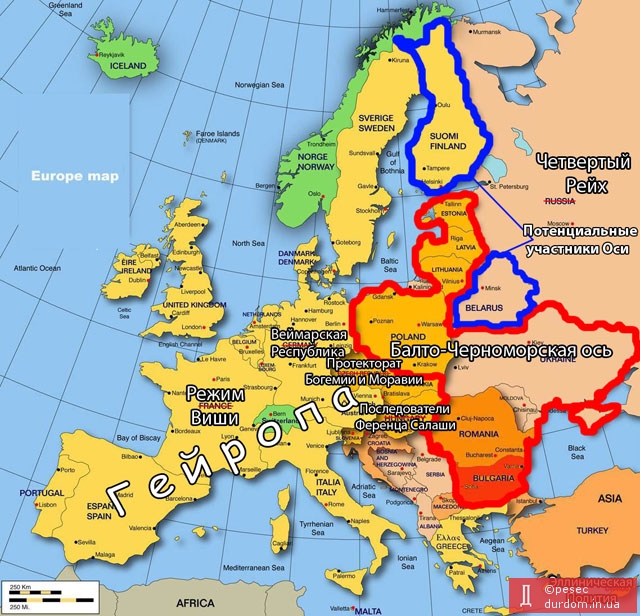 Реальная карта Европы